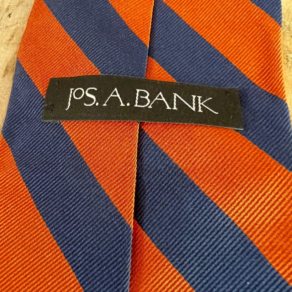 Jos. A. Bank Silk Necktie OS Mens Striped Orange Navy Blue Florida UF Gators Tie
